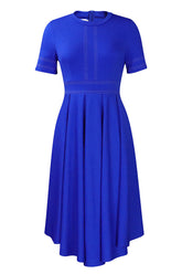 Elegante vestido azul real de corte A hasta la rodilla